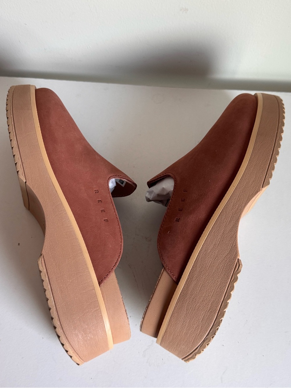 REEF Vista Skye Mule Clog Caramel Suede Leather Platform Slip-on Lightweight 8 - Picture 7 of 8
